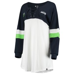 Seattle Seahawks New Era Women's Athletic Varsity Lace-Up V-Neck Long Sleeve